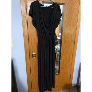 AGB Black Short Sleeve Cowl Neck Wide Leg Jumpsuit